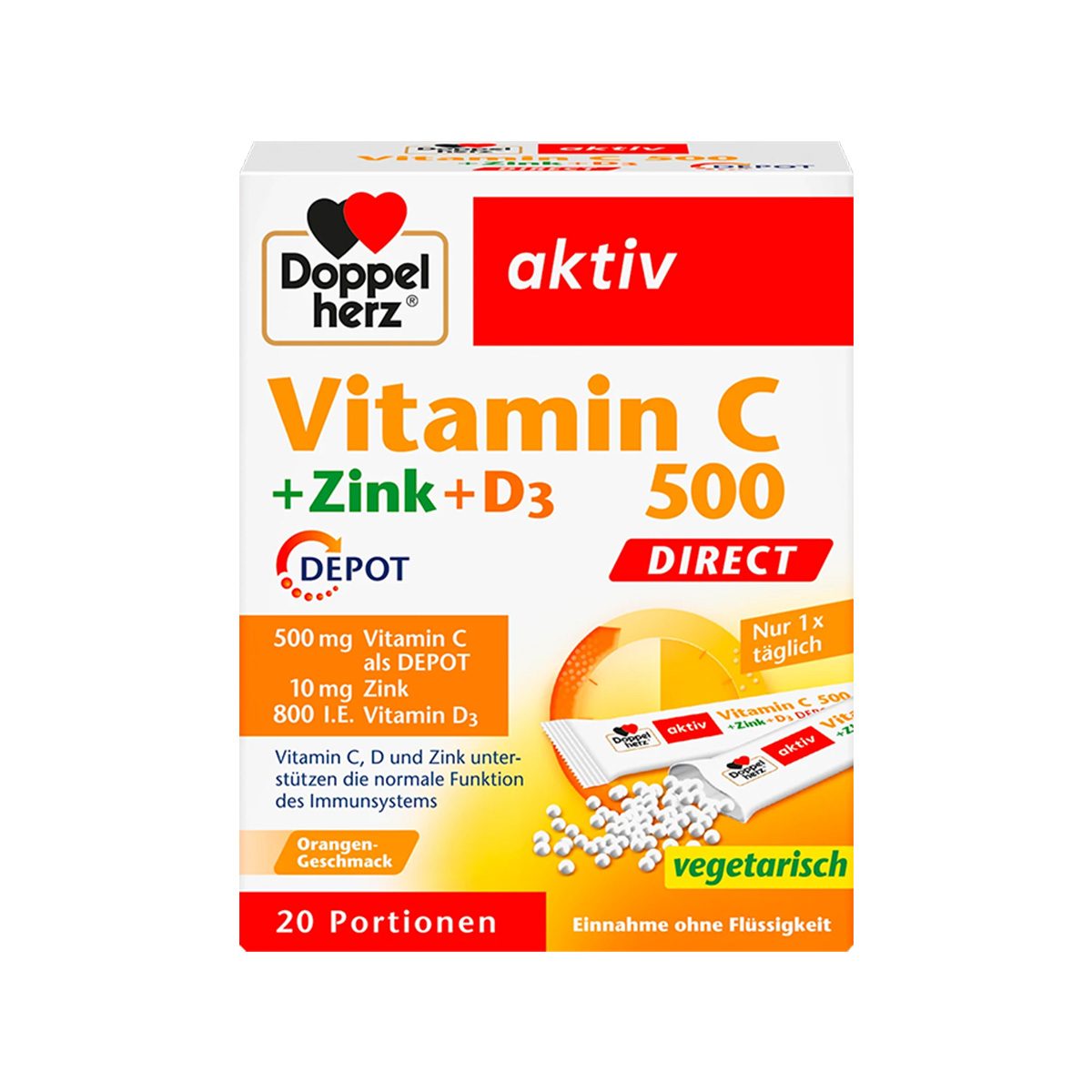 DoppelHerz – Vitamin C 500 + Zinc + D3 Direct